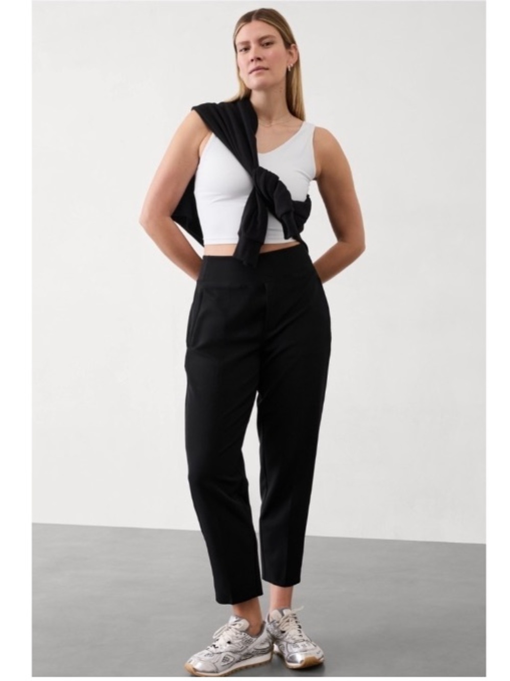 Athleta Pantalon Endless High Rise Pull-On Straight Tapered Pant Black 12P
